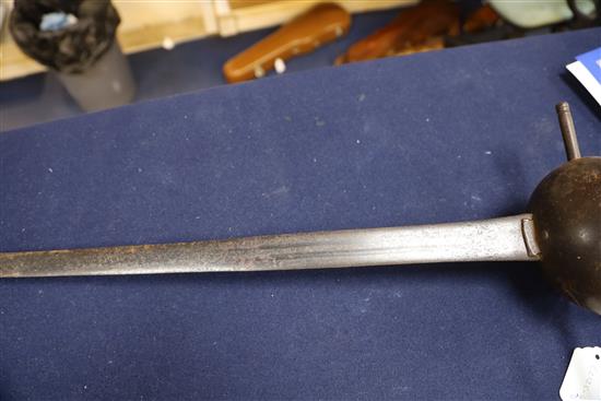 A 17th/18th century Spanish colonial cup-hilted rapier, 34.75in.